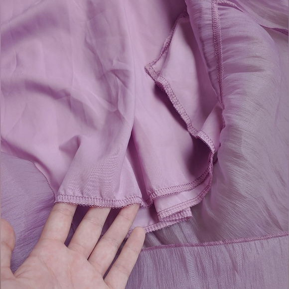 Elegant Off Shoulder Lavender Strapless Chiffon Bow Ruffle Tulle Dress - Picture 14 of 17